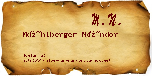 Mühlberger Nándor névjegykártya